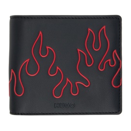 휴고 Hugo Black Faux-Leather Flame Artwork Wallet 241084M164001