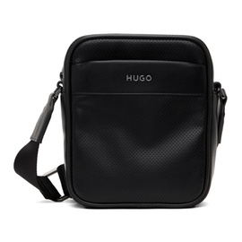 휴고 Hugo Black Logo-Lettering Mini Reporter Bag 241084M170015