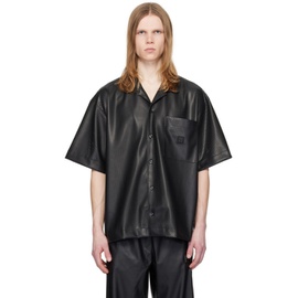 휴고 Hugo Black Perforated Faux-Leather Shirt 241084M192014