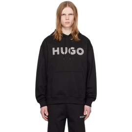 휴고 Hugo Black Embroidered Hoodie 241084M202025
