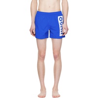 휴고 Hugo Blue Printed Swim Shorts 241084M208010