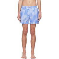휴고 Hugo Blue Printed Swim Shorts 241084M208014