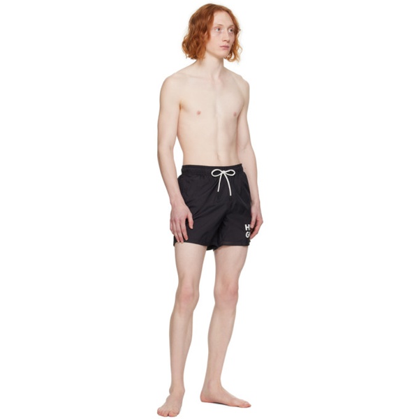  휴고 Hugo Black Printed Swim Shorts 241084M208017