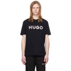 휴고 Hugo Black Embroidered T-Shirt 241084M213032