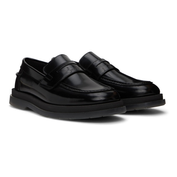  휴고 Hugo Black Leather Loafers 241084M231003
