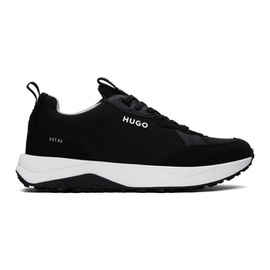휴고 Hugo Black Mixed Material Sneakers 241084M237003
