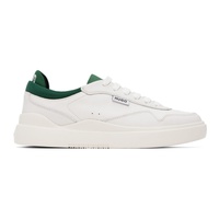 휴고 Hugo White & Green Leather Lace-Up Sneakers 241084M237018