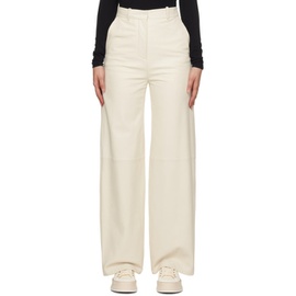 BOSS 오프화이트 Off-White Wide Leg Leather Pants 241085F084000