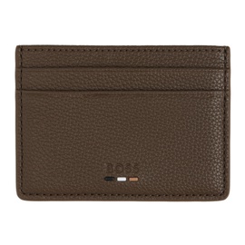 BOSS Brown Faux-Leather Card Holder 241085M163005