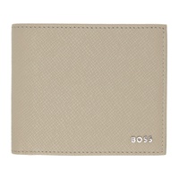 Taupe Embossed Leather Logo Lettering Wallet 241085M164009