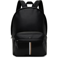 BOSS Black Faux-Leather Signature Stripe Backpack 241085M166016