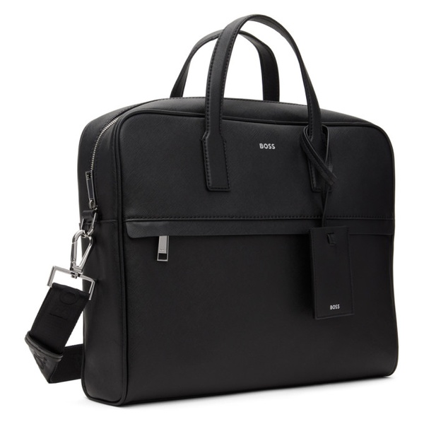  BOSS Black Structured Document Logo Lettering Briefcase 241085M167009