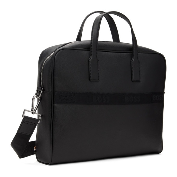  BOSS Black Structured Document Logo Lettering Briefcase 241085M167009