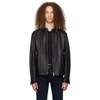 BOSS Black Zip Leather Jacket 241085M181000