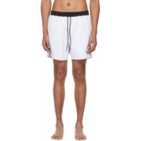 BOSS White Contrast Swim Shorts 241085M208002