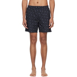 BOSS Indigo Printed Swim Shorts 241085M208011