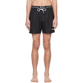 BOSS Black Printed Swim Shorts 241085M208021