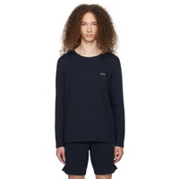 BOSS Navy Embroidered Long Sleeve T-Shirt 241085M213003