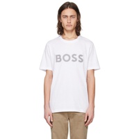 BOSS White Mesh Print T-Shirt 241085M213070
