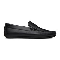 Black Nappa Leather Embossed Logo Loafers 241085M231001
