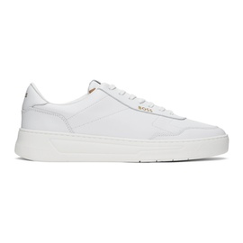 BOSS White Leather Sneakers 241085M237009