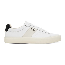 BOSS White Cupsole Contrast Band Sneakers 241085M237015