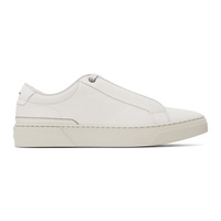 BOSS White Grained Leather Sneakers 241085M237020