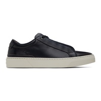 BOSS Navy Leather Sneakers 241085M237021