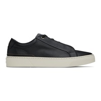 BOSS Black Grained Leather Logo Sneakers 241085M237035
