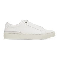 BOSS White Grained Leather Sneakers 241085M237036