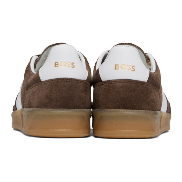  BOSS Brown & White Suede Sneakers 241085M237038