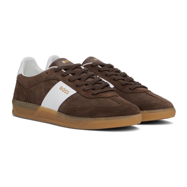  BOSS Brown & White Suede Sneakers 241085M237038