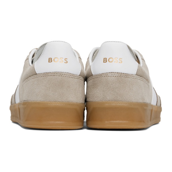  BOSS Taupe & White Suede Sneakers 241085M237039