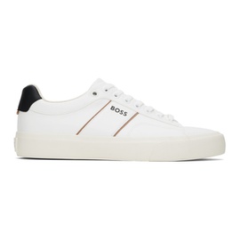 BOSS White Cupsole Lace-Up Sneakers 241085M237051