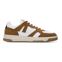 BOSS Brown & White Mixed Material Sneakers 241085M237059