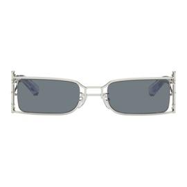 펑첸왕 Feng Chen Wang SSENSE Exclusive Silver Bamboo Sunglasses 241107F005003