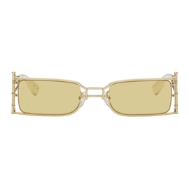 펑첸왕 Feng Chen Wang SSENSE Exclusive Gold Bamboo Sunglasses 241107F005004