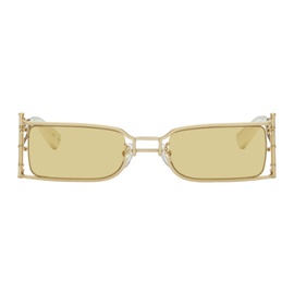 펑첸왕 Feng Chen Wang SSENSE Exclusive Gold Bamboo Sunglasses 241107M134005