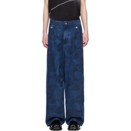 펑첸왕 Feng Chen Wang Blue Dragon Denim Trousers 241107M191004