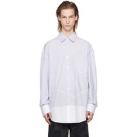 펑첸왕 Feng Chen Wang Blue & White Patchwork Shirt 241107M192007