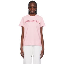 몽클레어 Moncler Pink Embroidered T-Shirt 241111F110021