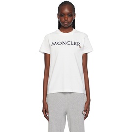 몽클레어 Moncler White Embroidered T-Shirt 241111F110022