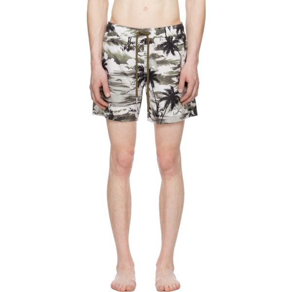 몽클레어 몽클레어 Moncler 오프화이트 Off-White & Khaki Printed Swim Shorts 241111M208027