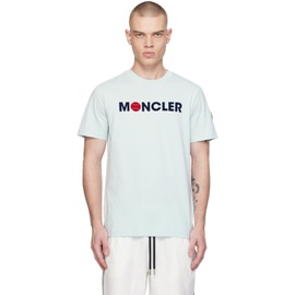 몽클레어 Moncler Blue Flocked T-Shirt 241111M213051