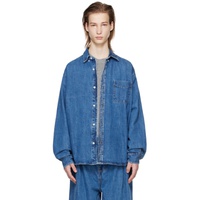 프랭키 샵 The Frankie Shop Blue Sinclair Denim Shirt 241115M192015