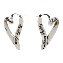 아크네 스튜디오 Acne Studios Silver Heart Hoop Earrings 241129F022002