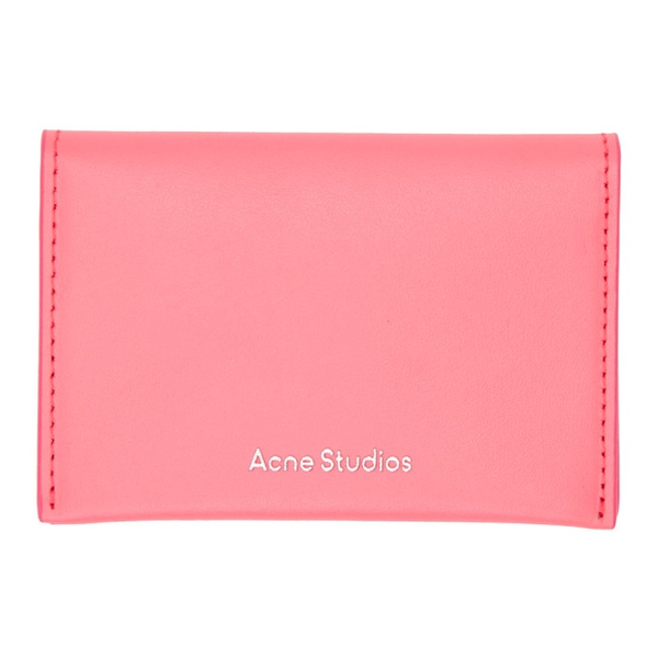 아크네스튜디오 아크네 스튜디오 Acne Studios Pink Folded Card Holder 241129F037000