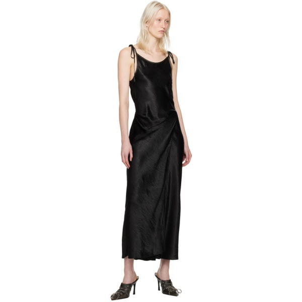 아크네스튜디오 아크네 스튜디오 Acne Studios Black Wrap Maxi Dress 241129F054000