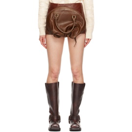 아크네 스튜디오 Acne Studios Brown Low Rise Leather Miniskirt 241129F090010