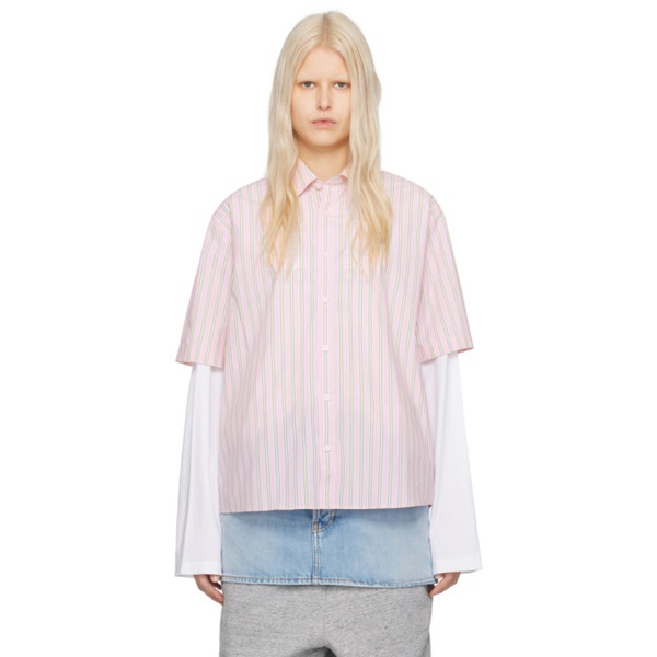 아크네스튜디오 아크네 스튜디오 Acne Studios Pink Stripe Shirt 241129F109014
